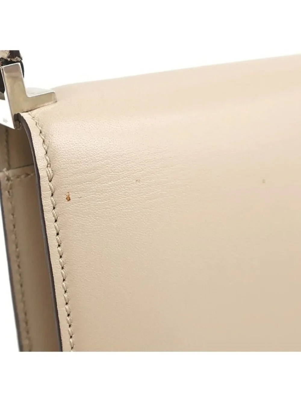 Louis Vuitton Shoulder Bag Caviar Leather Beige Silver with Mirror